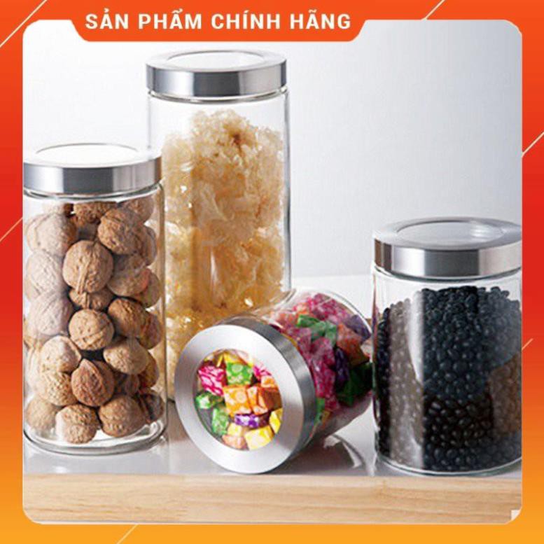 CHÍNH HÃNG -  Lọ thủy tinh nắp thiếc,hũ thủy tinh đựng gia vị ,đựng đường,đựng hạt,đồ khô an toàn, sạch sẽ Deli