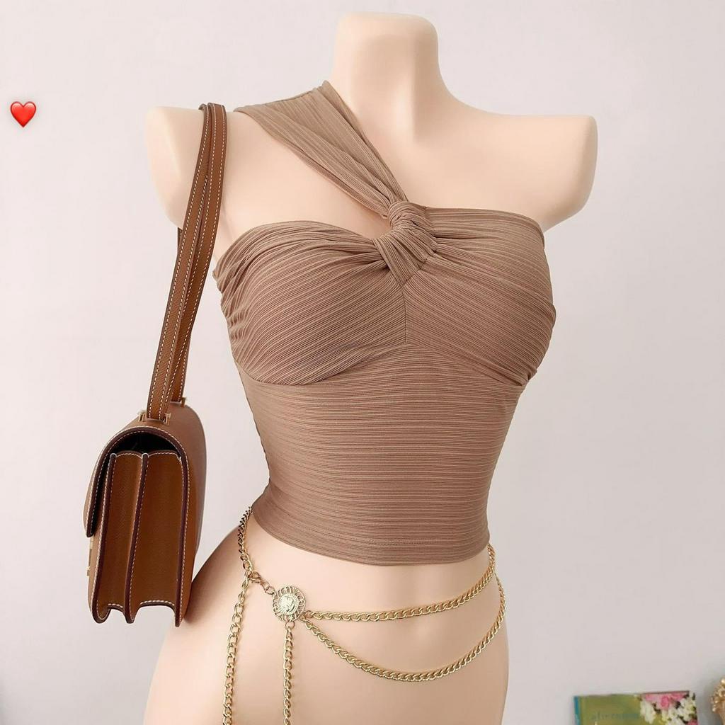 áo xốp xéo luồn bản chéo cổ xinh