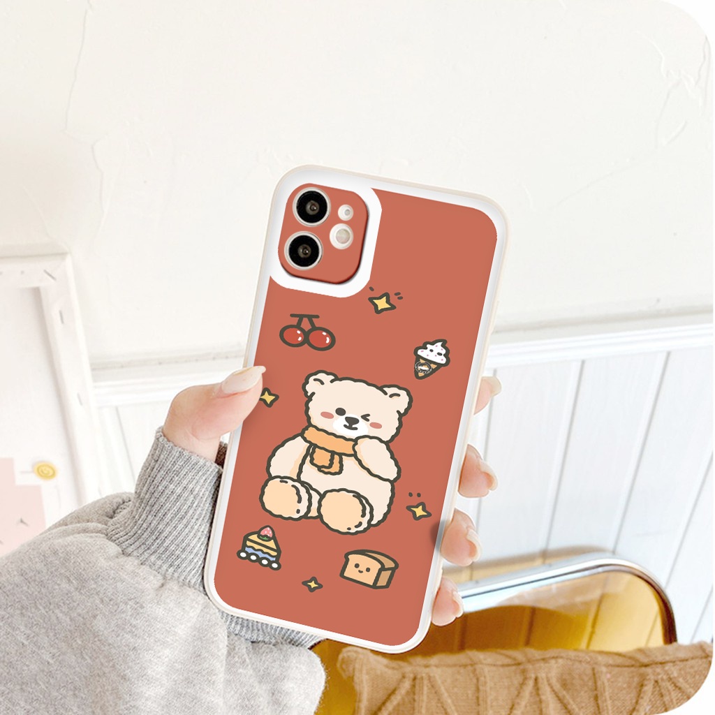 ỐP IPHONE BẢO VỆ CAM gấu vui vẻ vuông cạnh ốp lưng 12 pro max  full case 6 đến 13promax tr1182