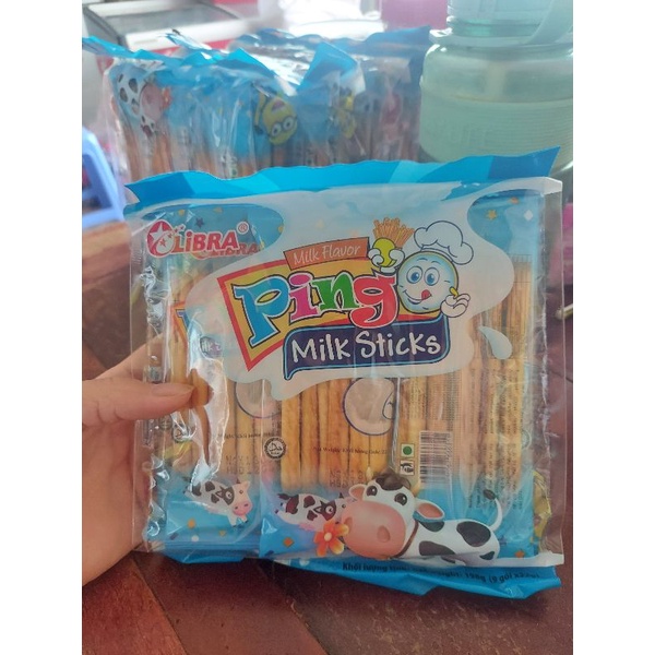 Bánh Quy Ping Milk Stick Hương Sữa Túi 198g (9 gói x 22g/gói)