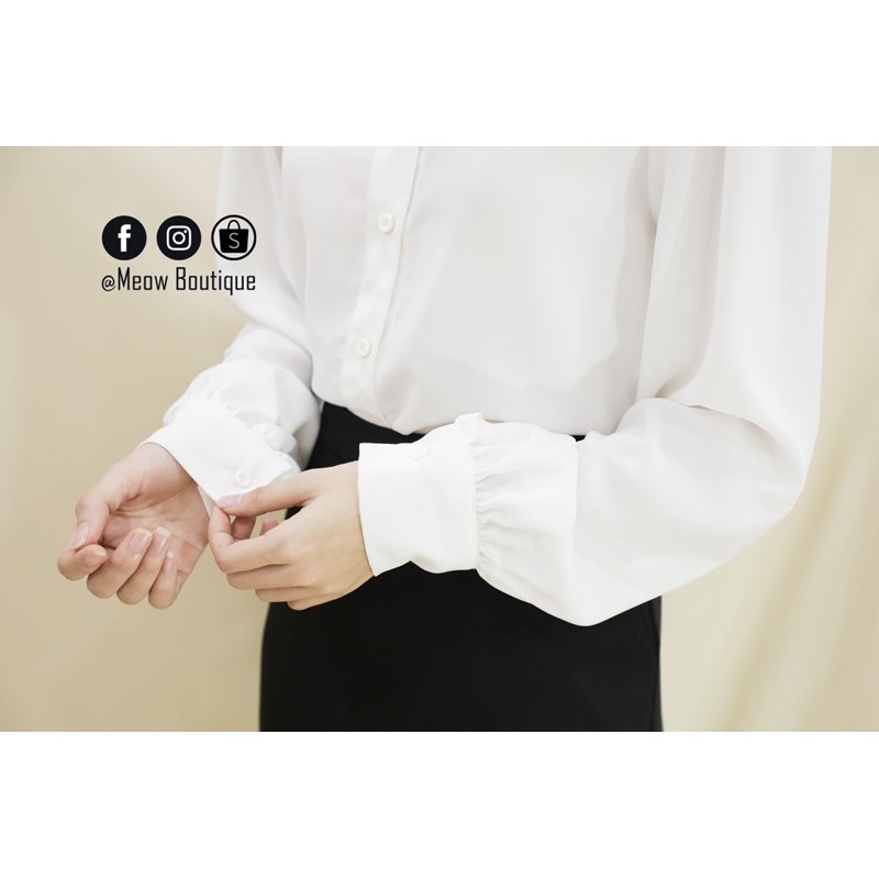 Sơ mi tay phồng công sở nữ 3 màu trending Meow Boutique