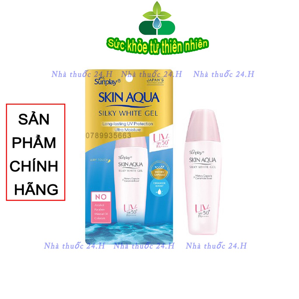 Gel chống nắng dưỡng da trắng mượt Sunplay Skin Aqua Silky White Gel SPF 50+, PA++++ 30g