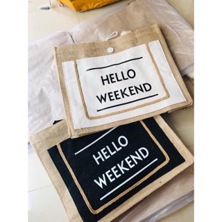 Túi cói hello weekend