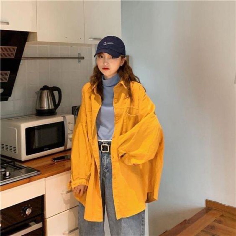 Áo khoác sơmi nữ nhung tăm oversize | BigBuy360 - bigbuy360.vn