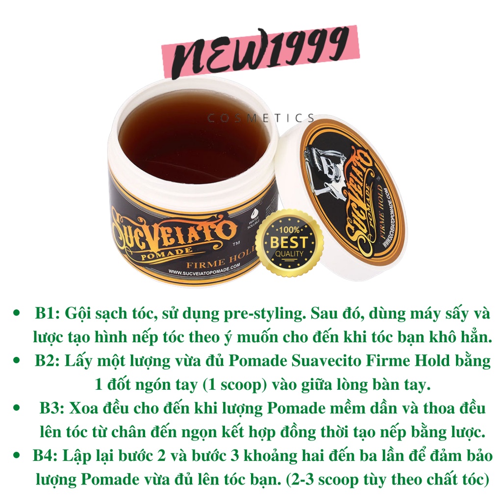 Sáp vuốt tóc Suavecito Firme Hold Pomade siêu cứng giữ nếp