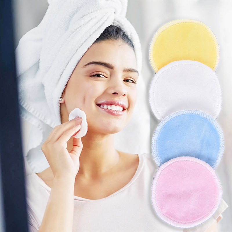 [Hàng mới về] Bông Tẩy Trang Bằng Sợi Tre Hình Tròn Màu Sắc Ngọt Ngào Có Thể Tái Sử Dụng