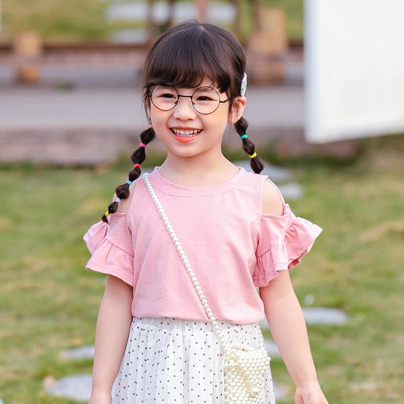 Áo Kiểu Trễ Vai Tay Dài Phối Ren Hoa Cho Bé Gái