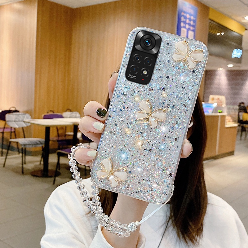 Ốp Điện Thoại Silicon Lấp Lánh Sang Trọng Có Dây Đeo Cho Xiaomi Redmi Note 11 Pro 11S 4G 5G Redmi 10C