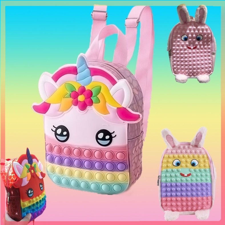 Balo kiểu đồ chơi nhấn bong bóng vui nhộn làm quà tặng giáng sinh cho bé