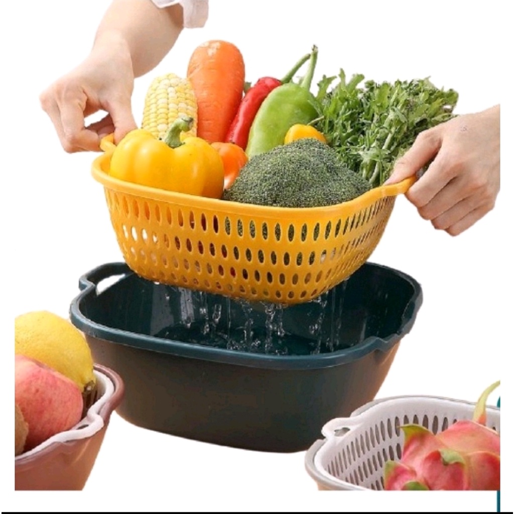 [LỖI 1 ĐỔI 1]Combo 6 món rổ nhựa ráo nước,  nhựa kèm chậu, 6 món 5 lớp bền bỉ chắc chắn,tiện dụng