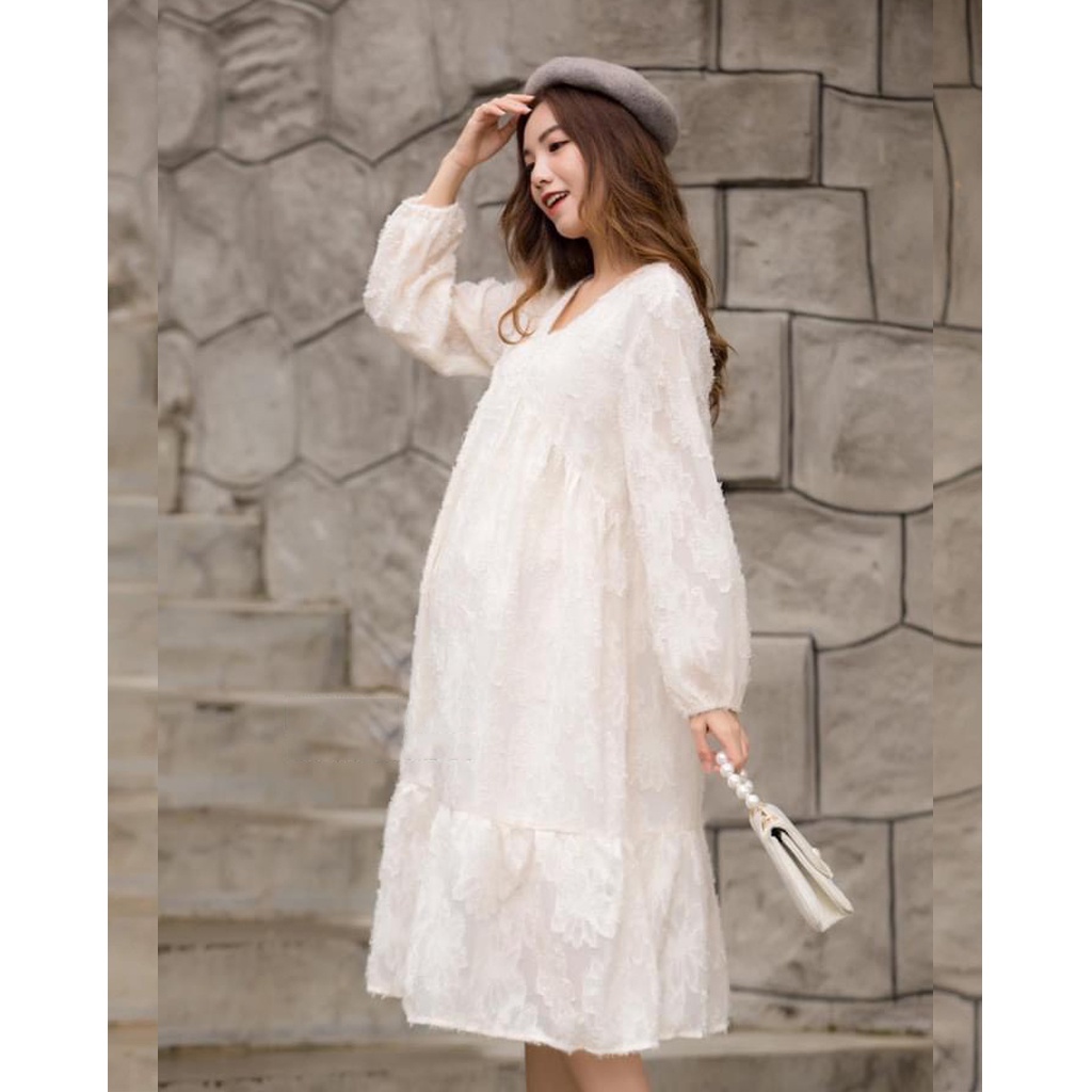Đầm bầu ngắn tay M239 thời trang thiết kế Mom and baby