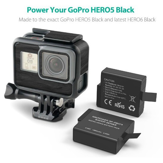 1 PIN 1 SẠC ĐÔI RAVPOWER CHO GOPRO 5,6,7