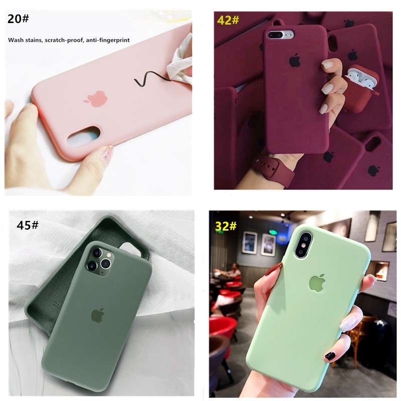 Ốp điện thoại silicon lỏng màu xám nhạt bảo vệ toàn diện cho iPhone 11 PRO MAX 7 8 Plus X XS Max XR 6s 6