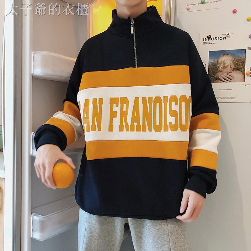 Áo Sweater Chui Đầu Phối Màu Tương Phản Kiểu Hàn Quốc Thời Trang Mùa Đông 2020 Cho Nam