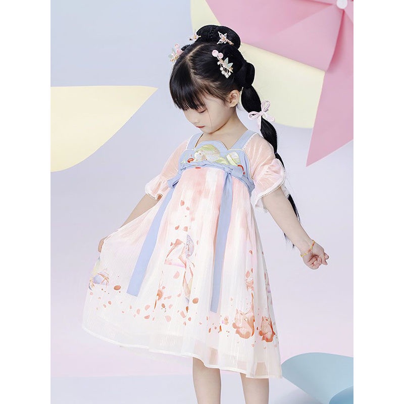 Đầm Công Chúa Hán Phục Bằng Vải Voan Phong Cách Trung Hoa Cổ Điển Mẫu Mới 2022 Dành Cho Bé Gái 90-130 Tuổi