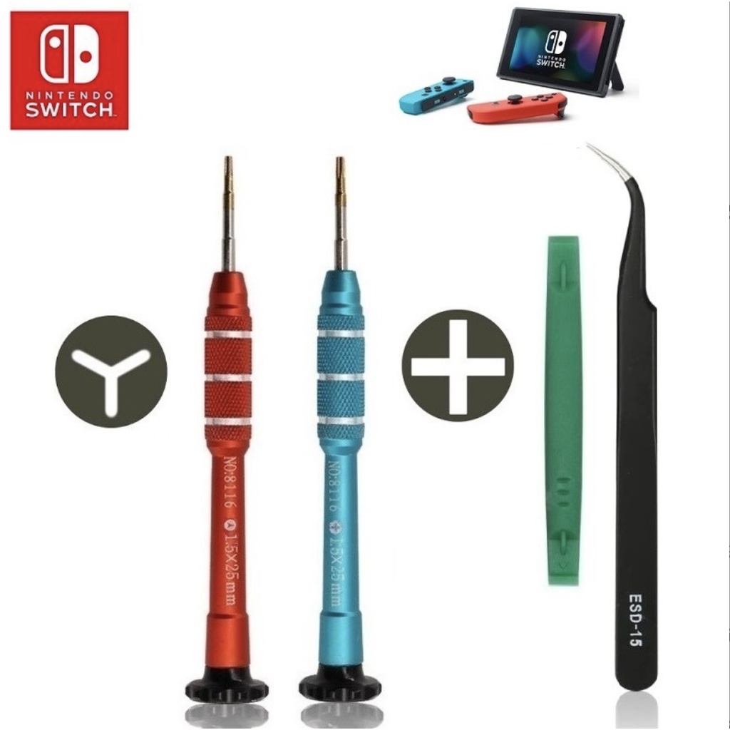 Bộ combo tua vít chữ Y và +  cây nạy và nhíp siêu bền dùng để sửa máy chơi game Nintendo Switch V1-V2/LITE/OLED