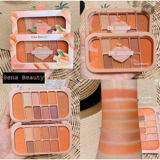 Bảng phấn mắt🍑FREESHIP🍑bảng mắt nhũ Trang Điểm Kiss Beauty Gồm 8 Ô Phấn Mắt + 2 Ô Phấn Má Tiện Dụng | BigBuy360 - bigbuy360.vn