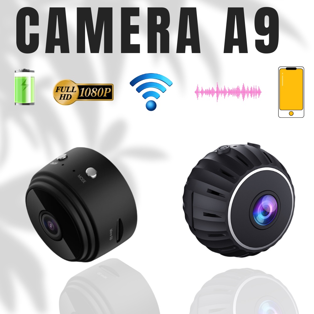 Camera IP A9 và A9 pro HD1080 kết nối Wifi, ghi hình, ghi âm thanh, sử dụng pin, thẻ nhớ xem trực tiếp trên điện thoại