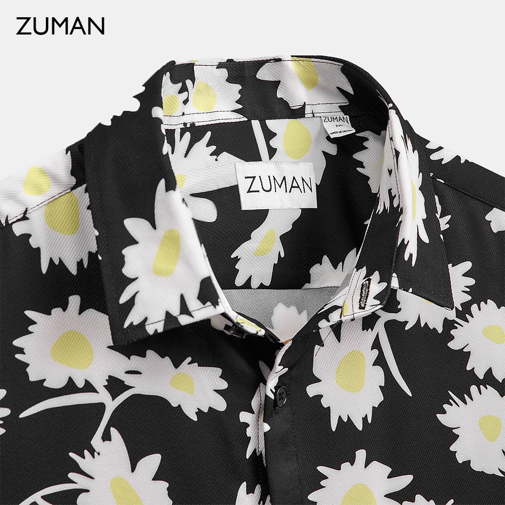 Áo sơ mi nam họa tiết Chrysanthemum Patterned Shirt ASM118  ZUMAN  chất lụa vân chéo, form suông, thoáng mát | BigBuy360 - bigbuy360.vn