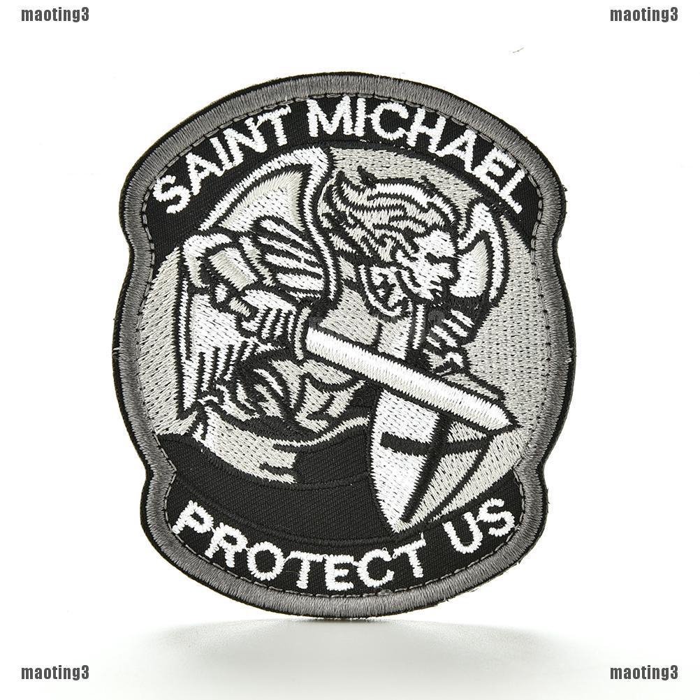 ❤Miếng khóa dán dùng vá quần áo hình chữ "Saint St. Michael Protect Us" độc đáo