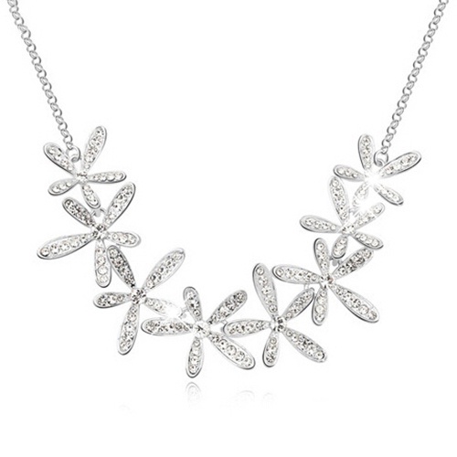 Dây chuyền hợp kim chuỗi hoa tuyết đính đá sang trọng quý phái dành cho nữ