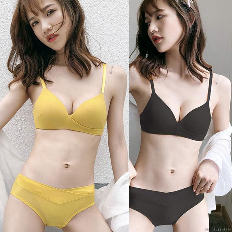 Bộ áo lót nữ phối ren không gọng nâng ngực và quần lót