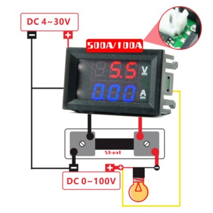 Đồng Hồ Màn Hình LED Đo Điện Áp  100V 10A