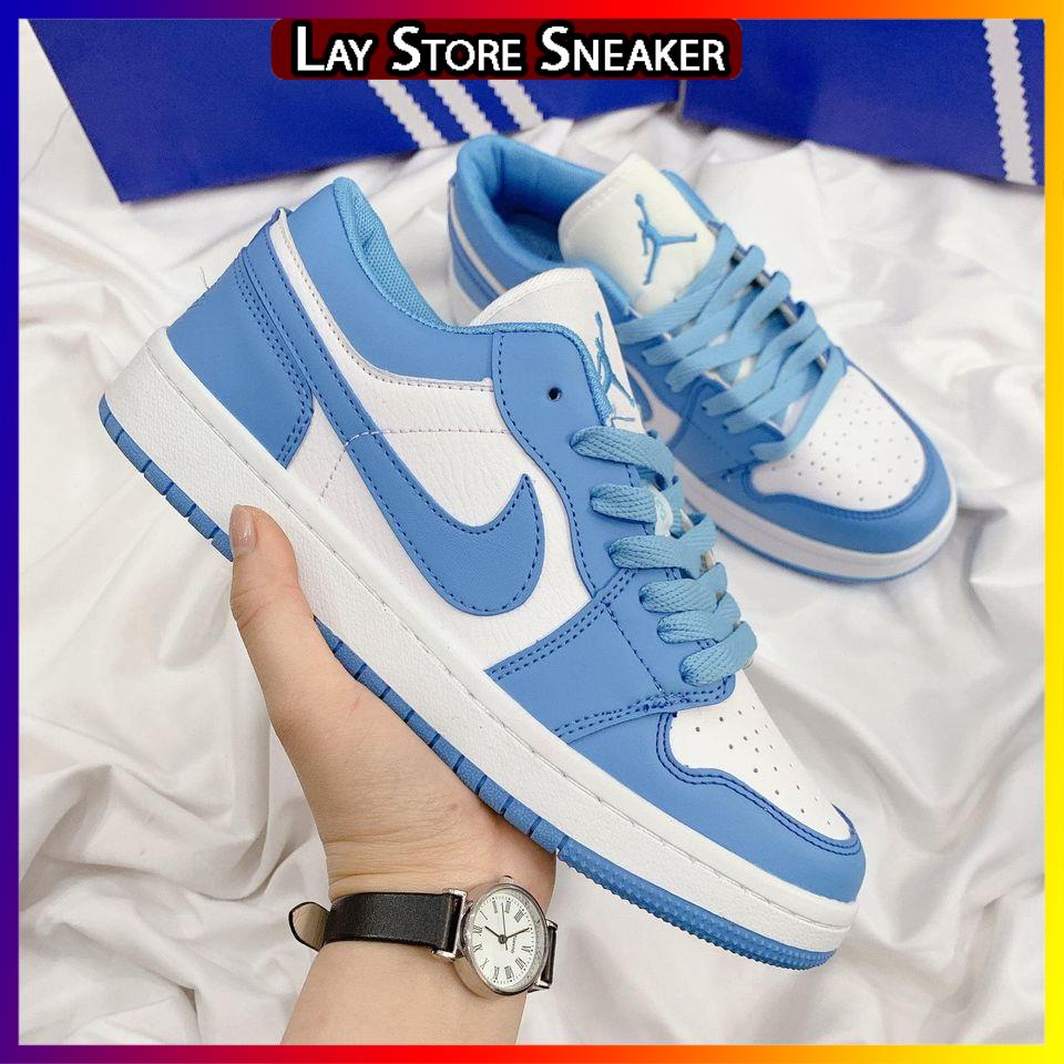 Giày Jordan 1 Low Paris Trắng Xám, JD1 Low Paris Cổ Thấp Gót Xanh Thời Trang Full Box Bill -LAYST