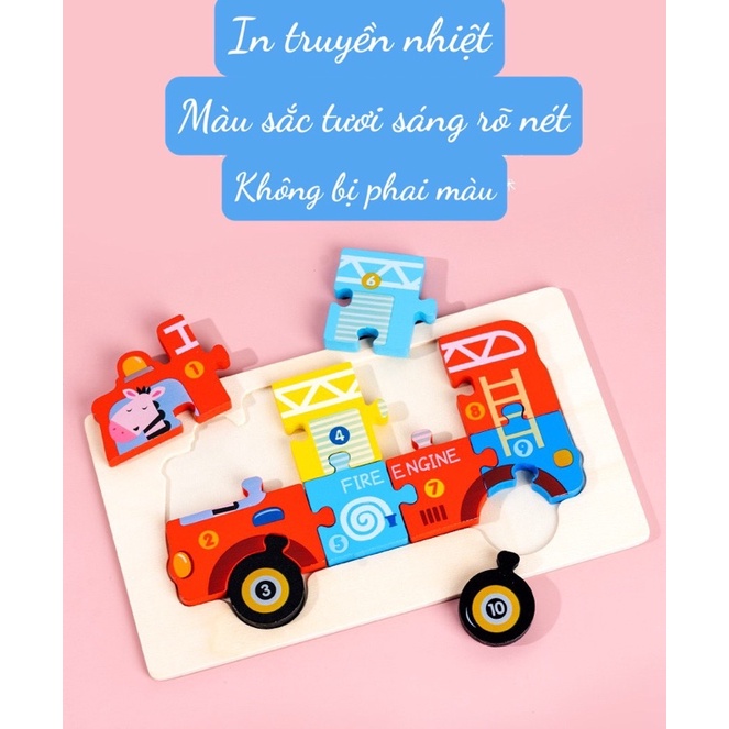 Bộ ghép hình 3D bằng gỗ in truyền nhiệt bền màu