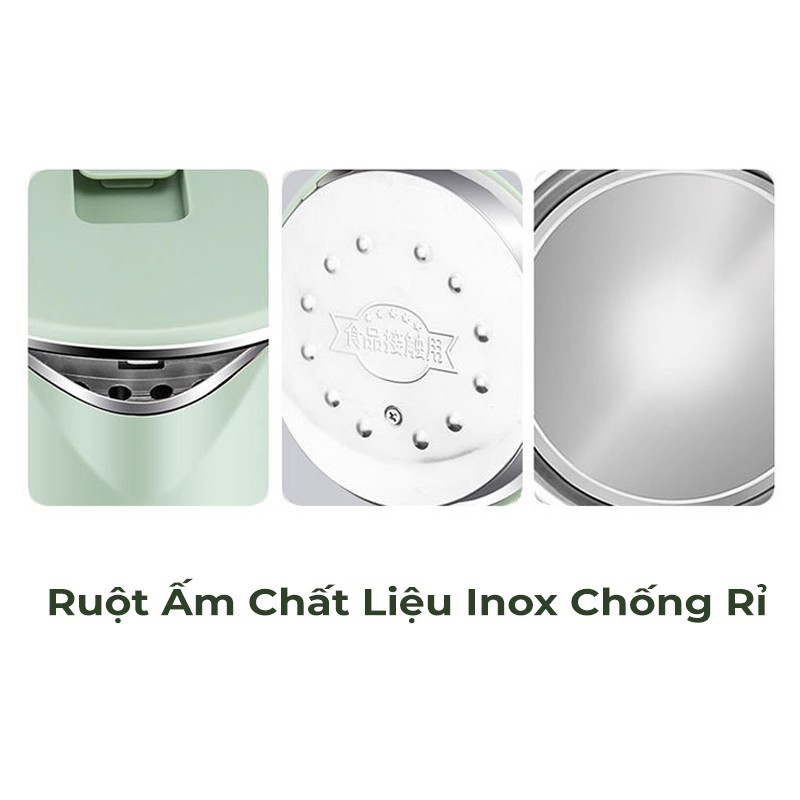 Ấm Siêu Tốc Inox A-01 (2.3L) - Ấm Đun Nước 1500W Đun Sôi Nhanh Vỏ nhựa PP an toàn. Lòng thép không gỉ. Đế xoay 360 độ.