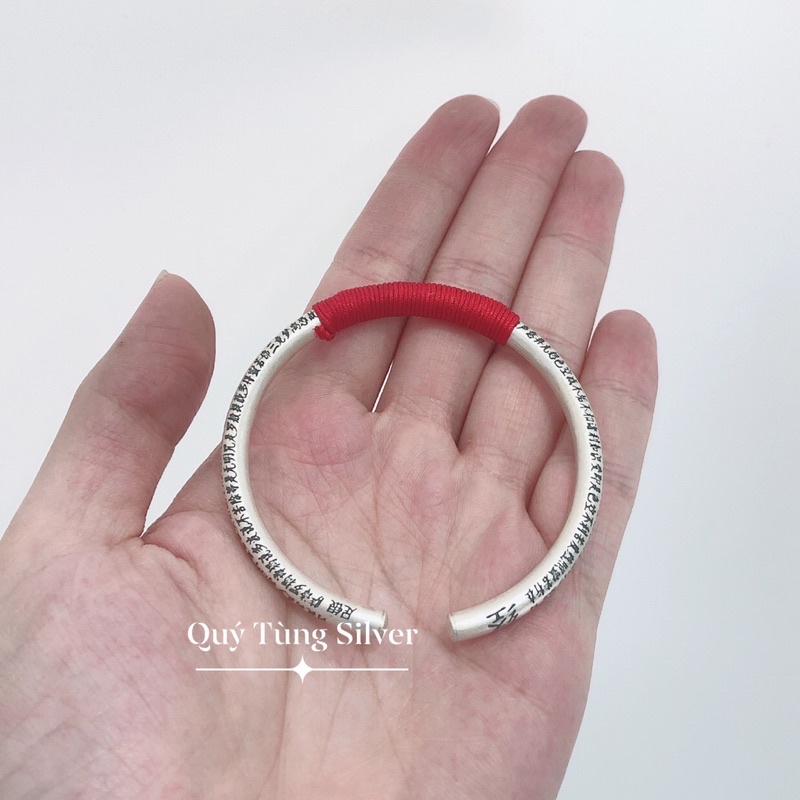 Vòng tay bạc cho nam nữ khắc bát nhã tâm kinh bạc 9999 phân khúc hàng cao cấp