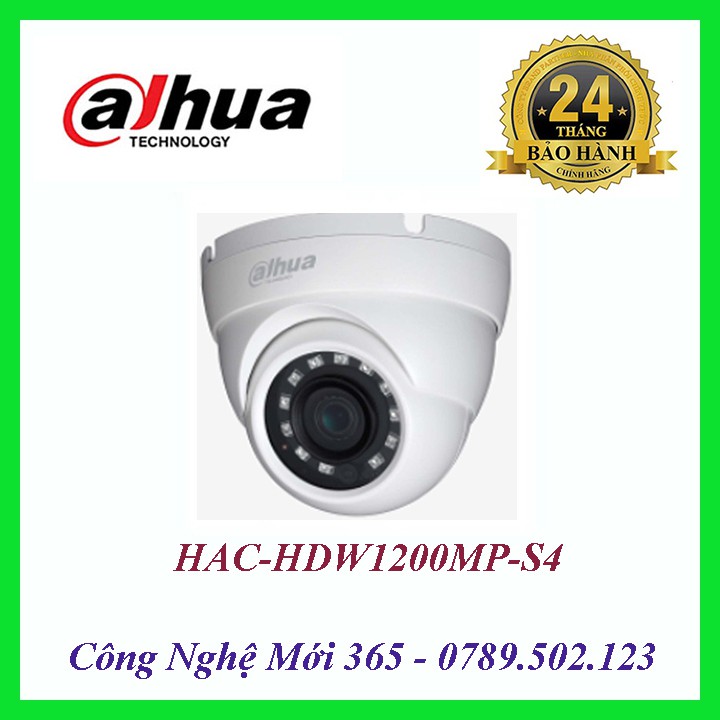 Camera Dahua HAC-HDW1200MP-S4 Dome 2.0M Full HD 1080P, Hồng ngoại 30m