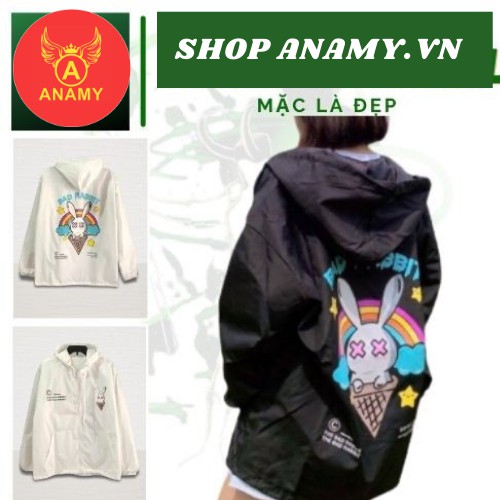 Áo khoác dù Chống Nắng cho nam nữ và cặp đôi LOKI SHOP Có 2 Màu ulzzang jacket in hình BAD RABBIT unisex