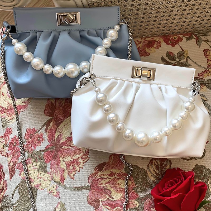 IELGY Túi đeo chéo dạng mây thiết kế đính ngọc trai nhân tạo duyên dáng dành cho phái đẹp