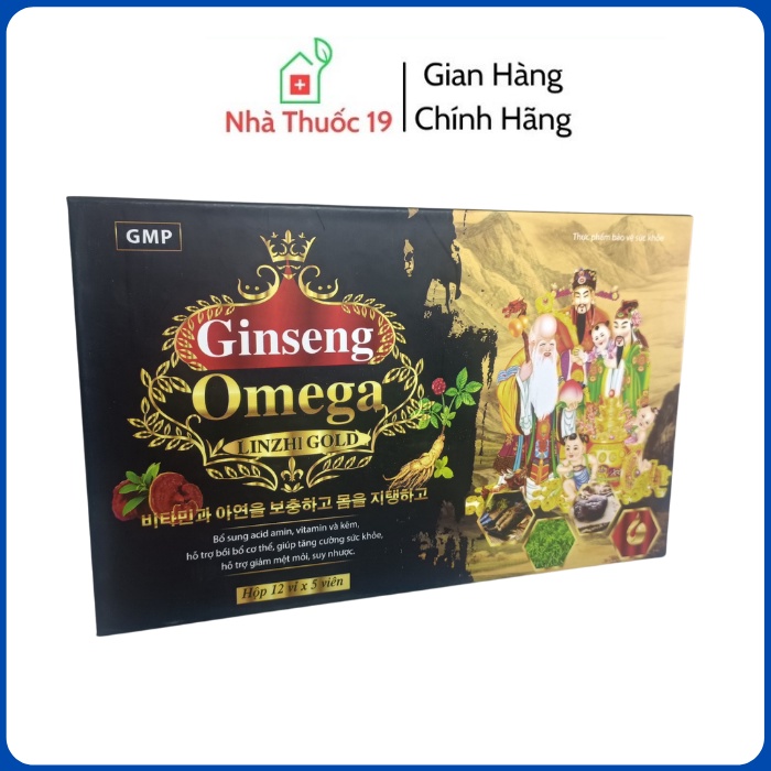 GINSENG OMEGA LINZHI GOLD [HỘP 60 Viên] Bổ Sung Acid Amin, Vitamin Và Kẽm, Hỗ Trợ Bồi Bổ Cơ Thể, Tăng Cường Đề Kháng