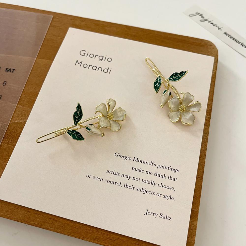 Kẹp Tóc Kim Loại Hình Giọt Nước Đính Hoa Lê Dễ Thương VANES1