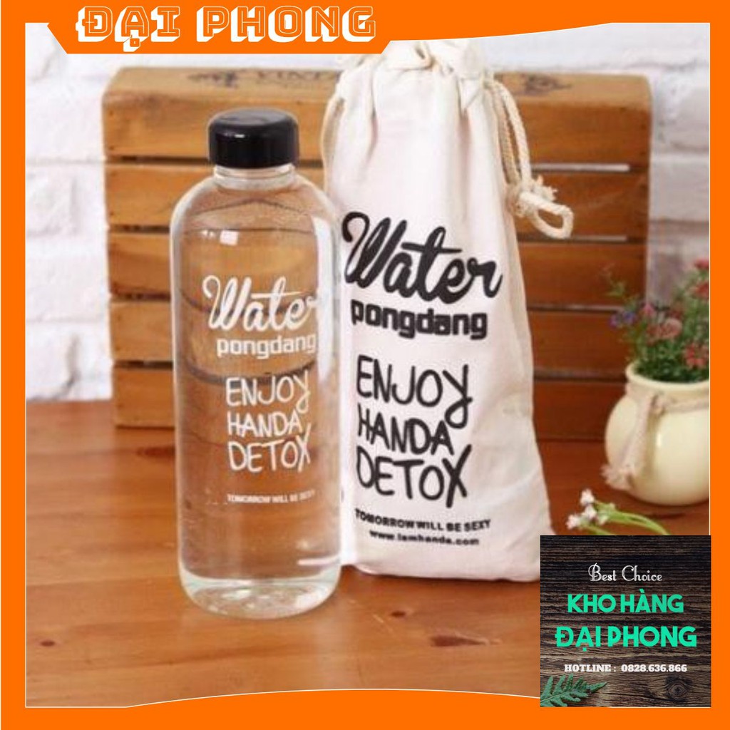 BÌNH NƯỚC DETOX PONGDANG 1 lít cực đẹp (Tặng kèm túi vải thô)