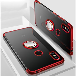 For Xiaomi Mi Max 3 Ring Stand Soft Plating Clear Cover