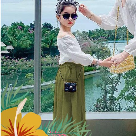 Đầm đôi mẹ và bé Jumpsuit cao cấp Màu Rêu Sang trọng (Sỉ Lẻ Mẫu bé) [Cam Kết Chất Lượng ]