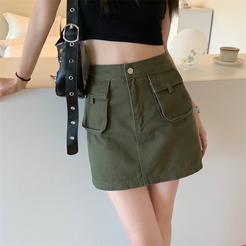 Chân Váy Kaki Túi Hộp Form Rộng Nữ Ullzang