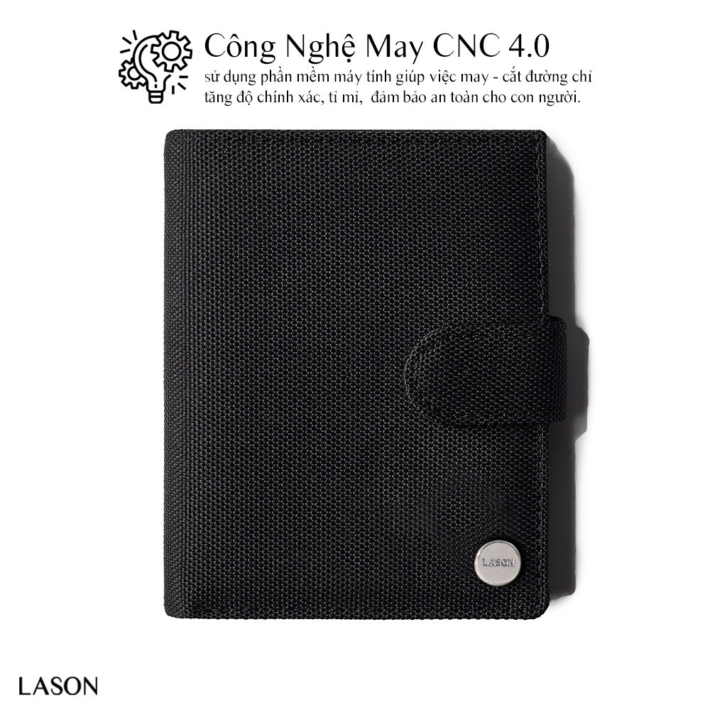 Ví Vải Đựng Tiền BUTTON ĐỨNG Canvas Polyester Nhập Khẩu Cao Cấp Chống Thấm Nước Unisex Nam Nữ Đẹp Chính Hãng LASON