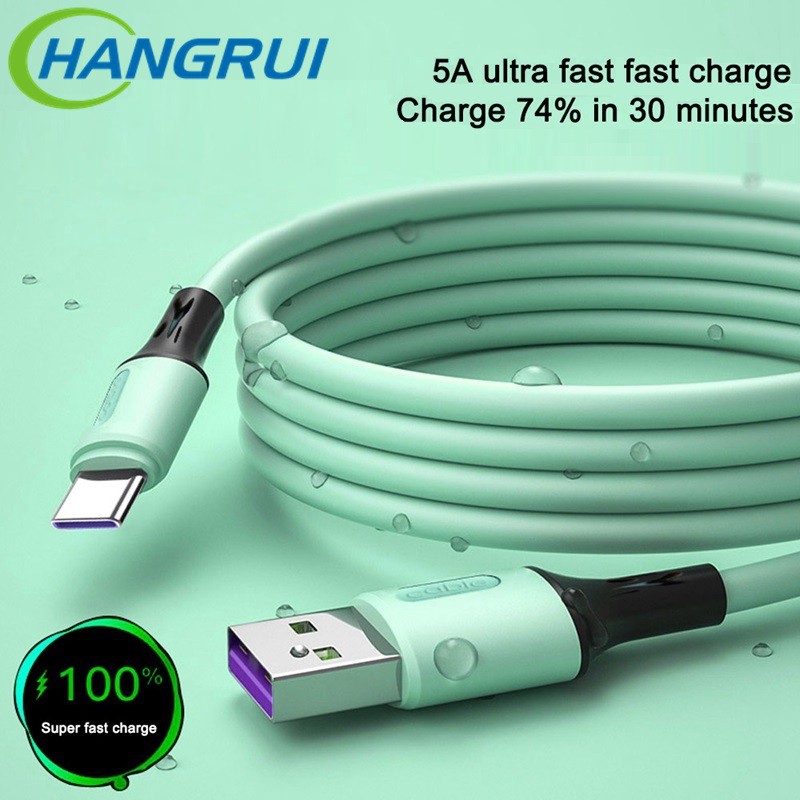 3A Type C/ Lightning/ Micro USB Cable Liquid Soft Silicone Super Fast Charging Data Cable