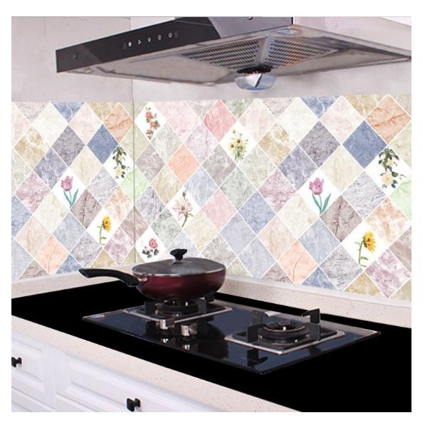 3m Decal dán bếp tráng nhôm cách nhiệt 60cm - ô chéo hoa nhiều màu NL1108