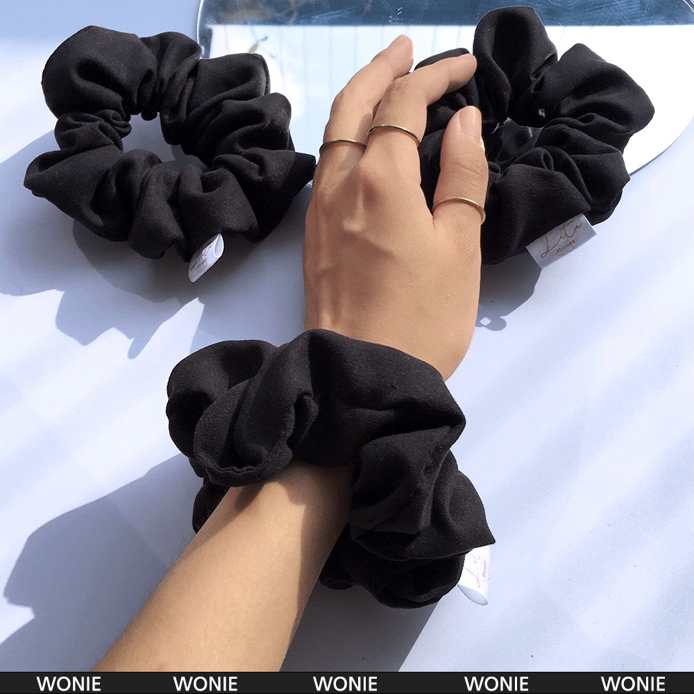 WONIE - Dây chun buộc tóc Da lộn Scrunchies Handmade