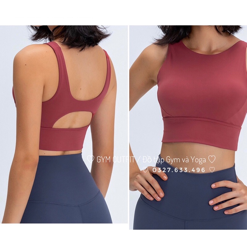 Áo Tập Gym Yoga Có Sẵn Mút Lót- Áo Lót Thể Thao Cao Cấp Lululemon Stronger As One Longline