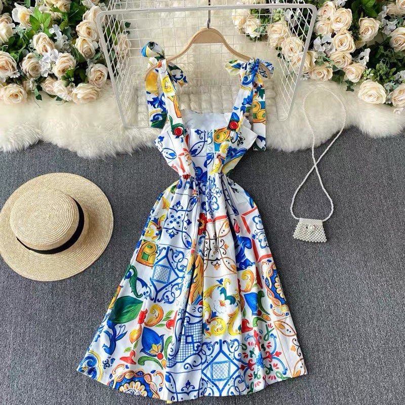 Váy hoạ tiết vitage | BigBuy360 - bigbuy360.vn