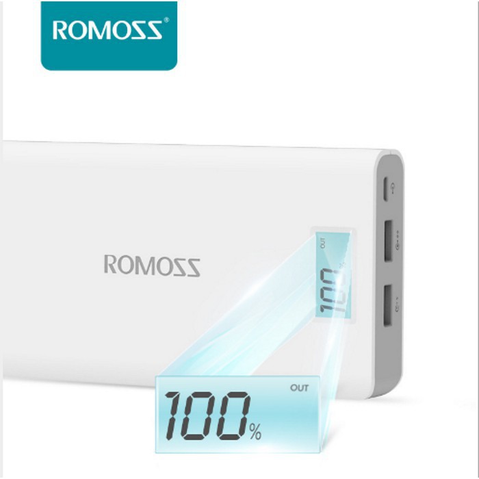 Pin sạc dự phòng Romoss Simple 20 20.000mAh - Tích hợp màn hình LCD - Hàng chính hãng [CDB100010]