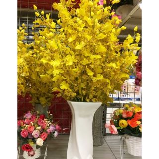 Hoa lan vũ nữ vàng lụa cao cấp hoa giả