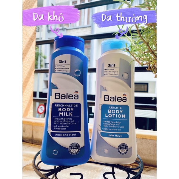 Balea - dưỡng thể mềm mại da trong 48h - chai 500ml- hàng đức đủ bill