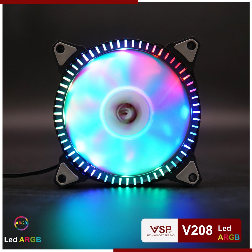 [MẪU FAN CASE MỚI]- Fan Case VSP V208 LED ARGB ( Fan Làm Mát và Đẹp Cho Vỏ Máy Tính )- BẢO HÀNH 3 THÁNG